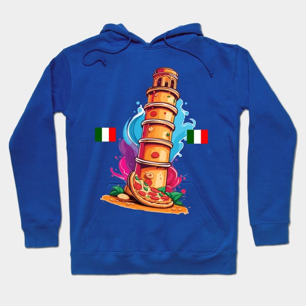 Leaning tower of pizza fun Hoodie by BishBashBosh